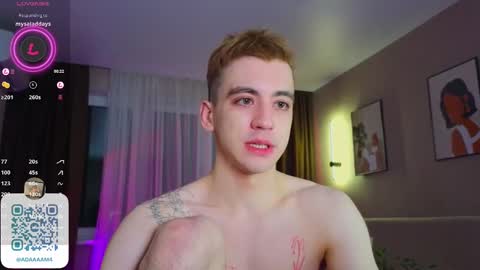 Snapshot of adampolerno chatting on 01.07.25 Hi Im Adam Glad to see u here 3 And its my first day online show from 01.07.25