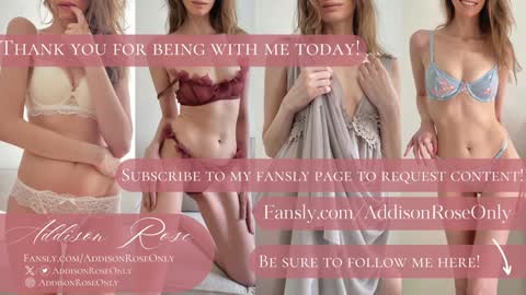 Addison Rose  I am currently away for the holiday weekend. Streams start again on 1242024. Enjoy the holiday online show from 01.31.25