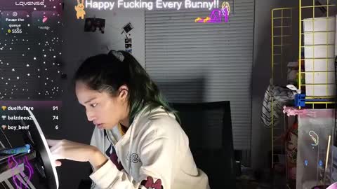 Snapshot of bunnycheekz chatting on 12.14.24 Tokki bunny online show from 12.14.24