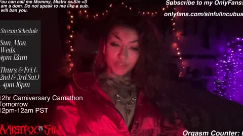 Snapshot of sinfulincubus chatting on 01.29.25 Mistrx Sin online show from 01.29.25